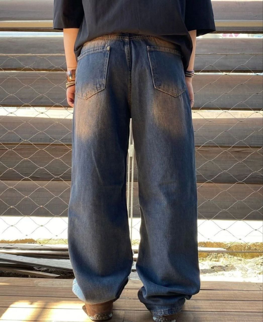 Brown Washed Baggy Jeans