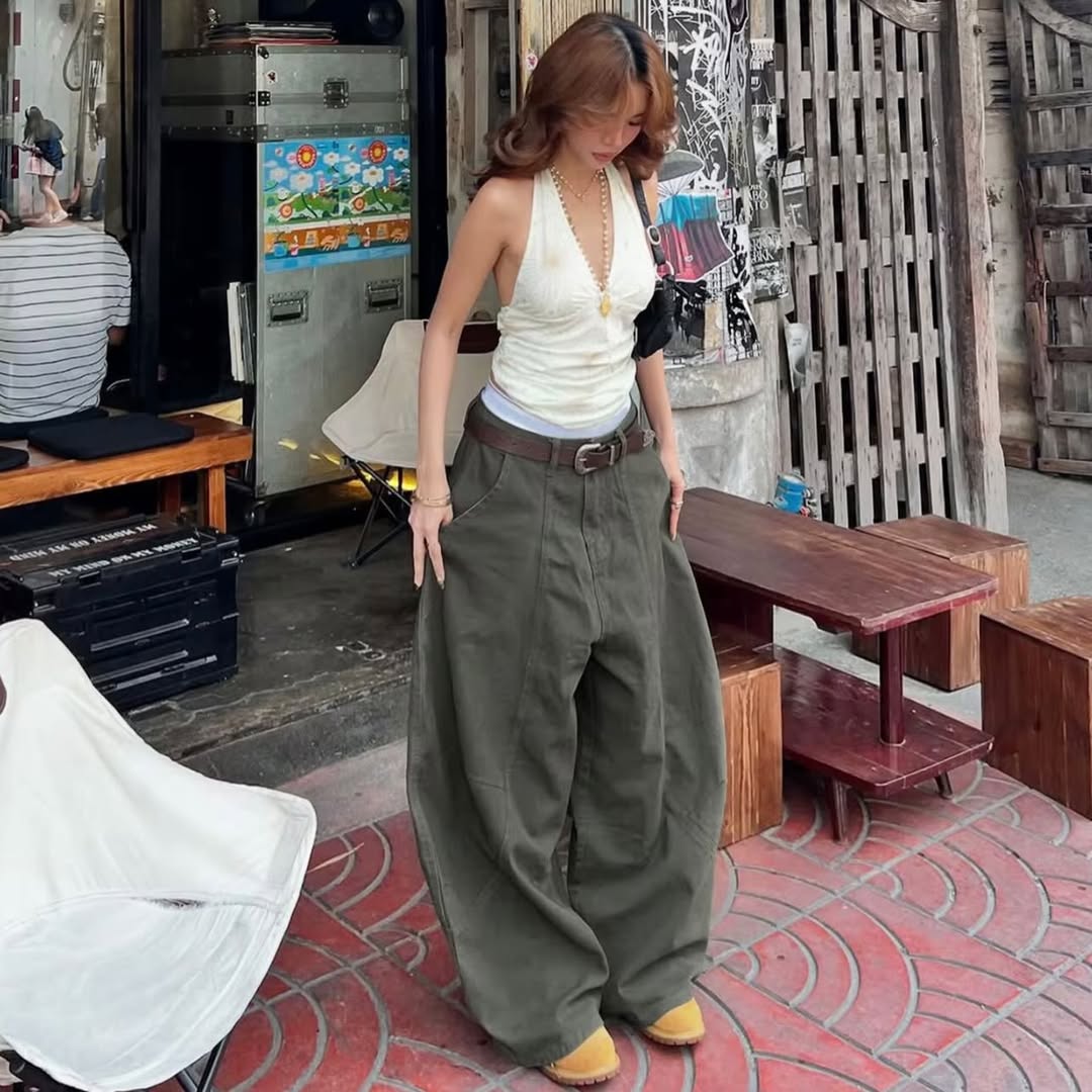 Street Curved lantern jeans lazy