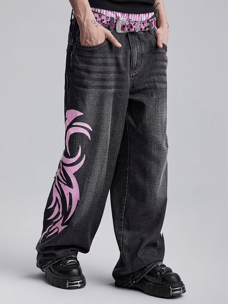 Tribal Flame Wide Leg Jeans