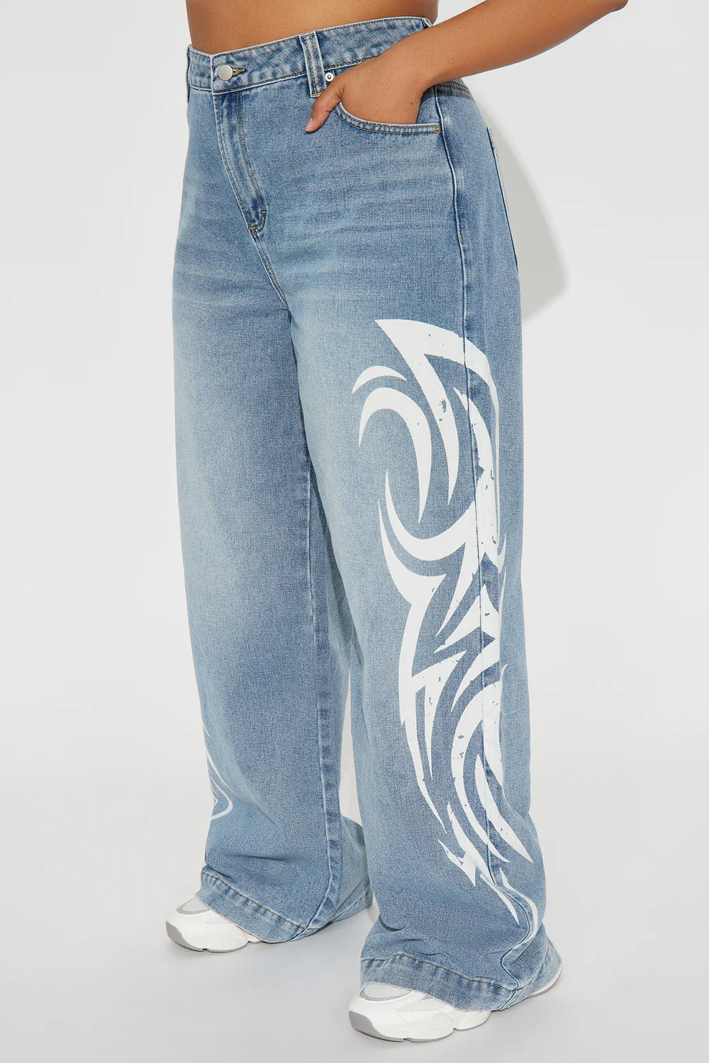 Tribal Flame Wide Leg Jeans
