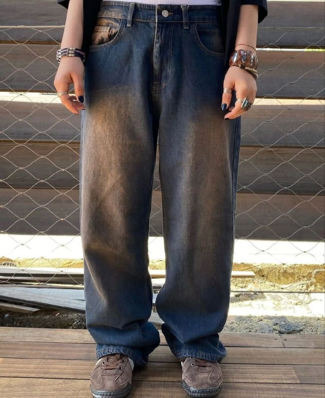 Brown Washed Baggy Jeans