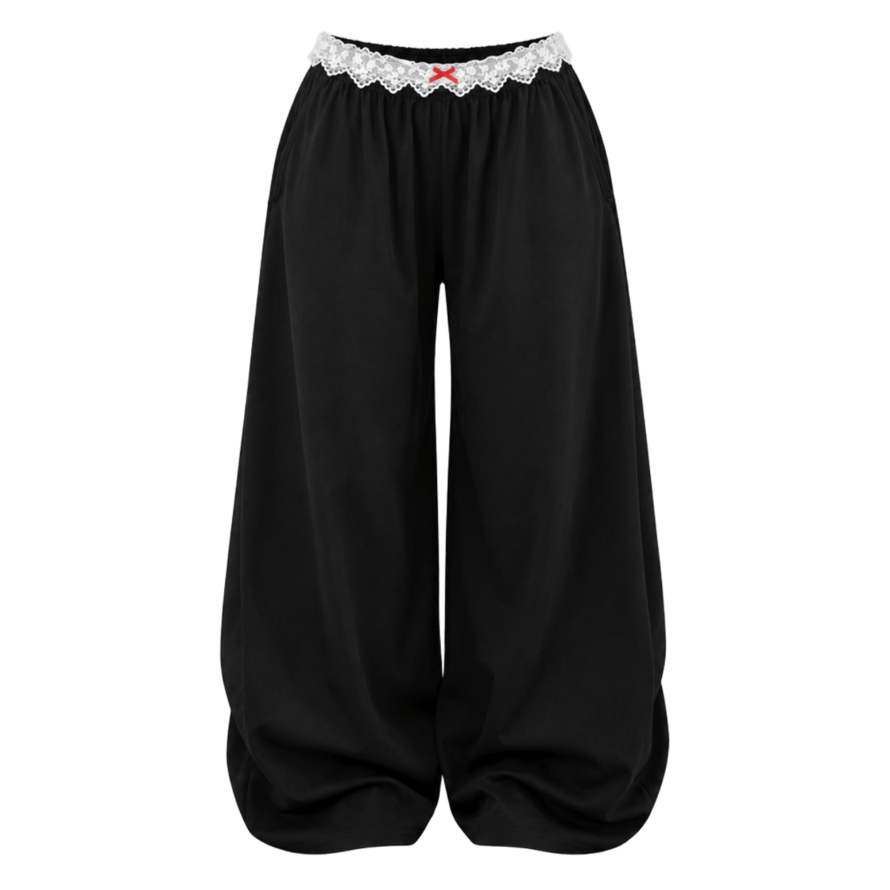 High Rise Lace Trim Wide Leg Cargo Pants