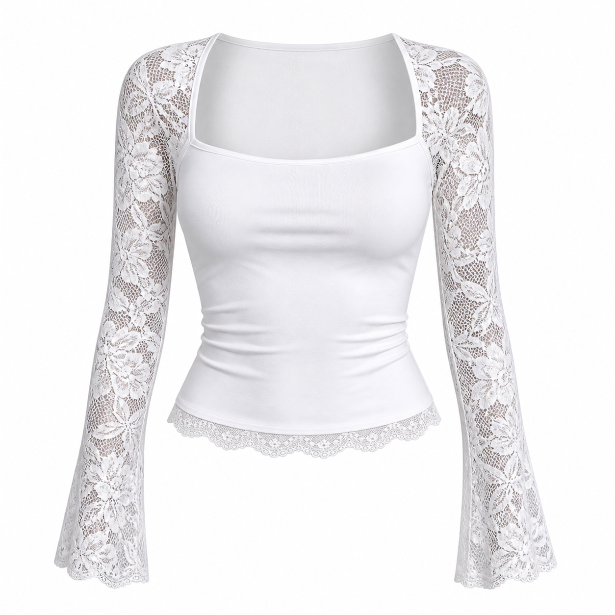 Lace Long Sleeve Top with Bell Sleeves