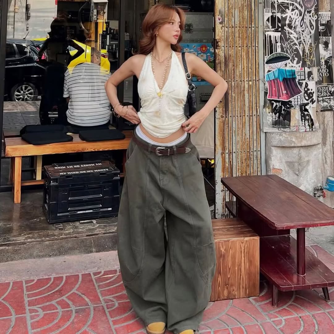 Street Curved lantern jeans lazy