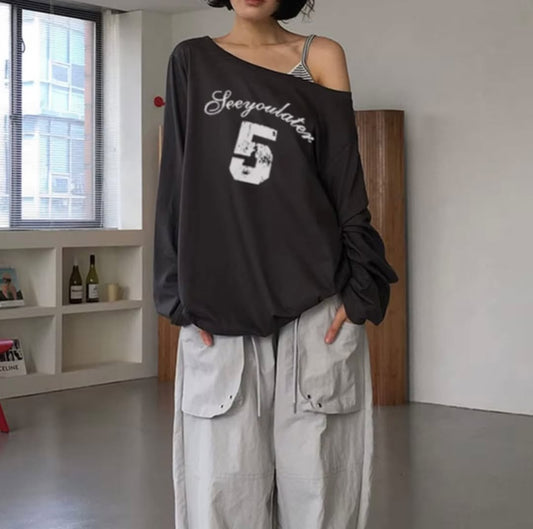 Off-The-Shoulder Neckline Oversized Long Sleeve