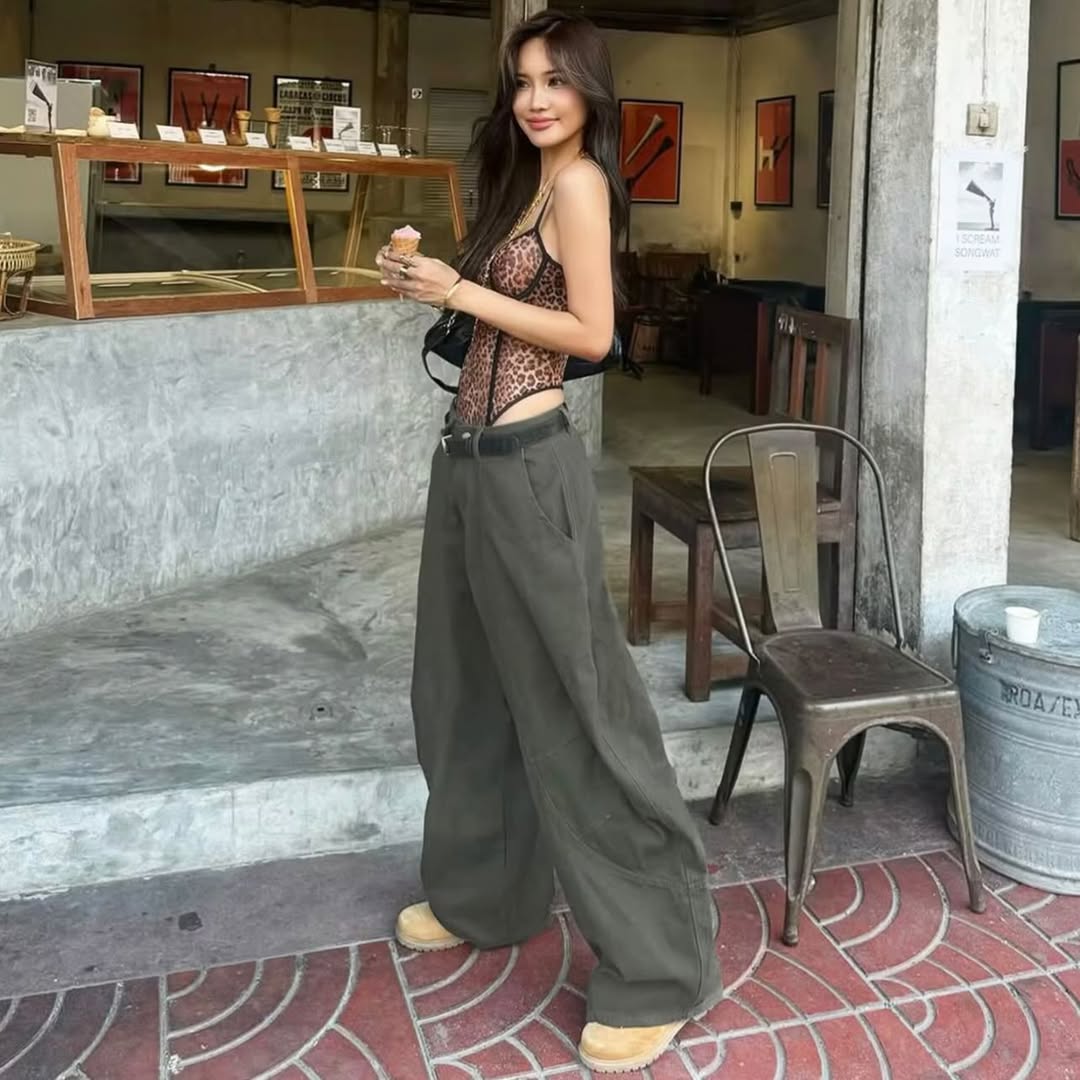 Street Curved lantern jeans lazy