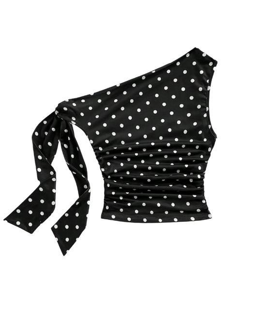Polka Dot One-Sholder top