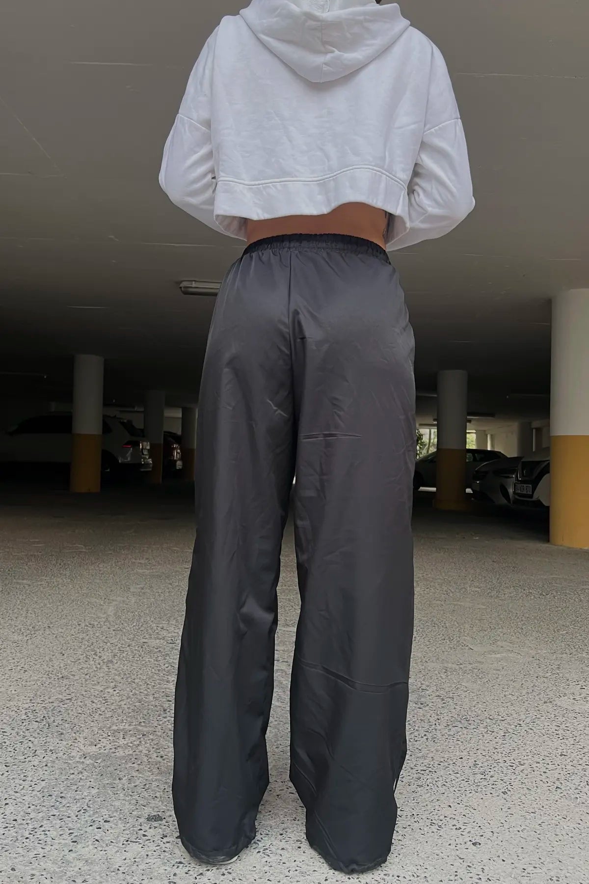 Black Parachute Trousers with Beige Pieces