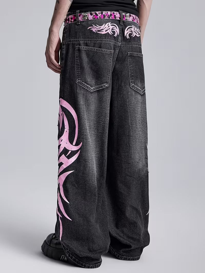 Tribal Flame Wide Leg Jeans