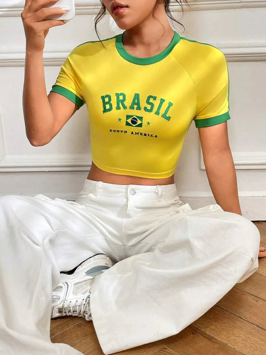 Brazilian-Style Embroidery Crop Top