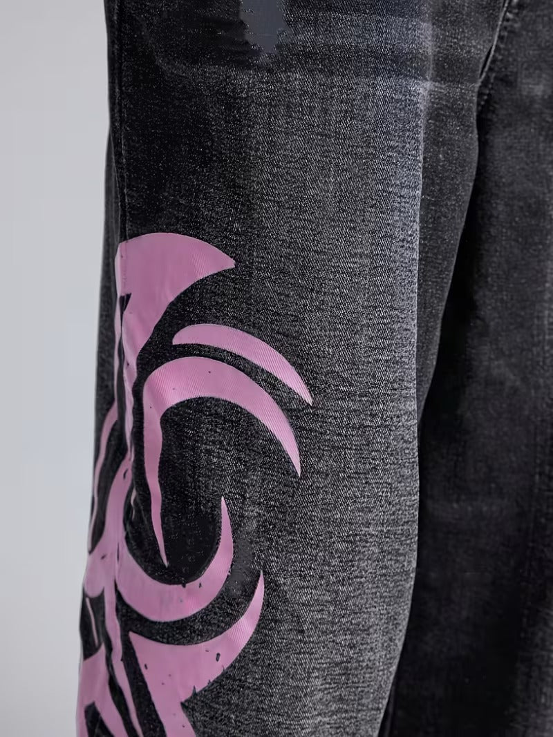 Tribal Flame Wide Leg Jeans