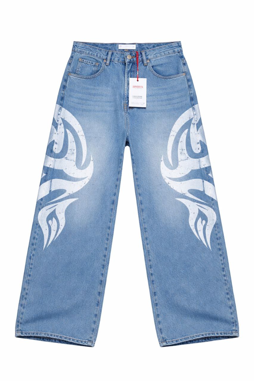 Tribal Flame Wide Leg Jeans