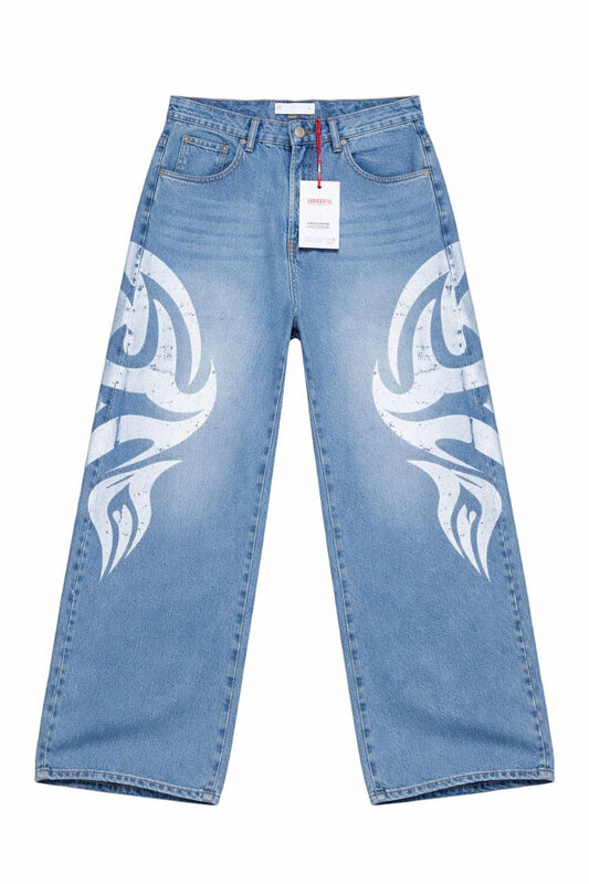 Tribal Flame Wide Leg Jeans